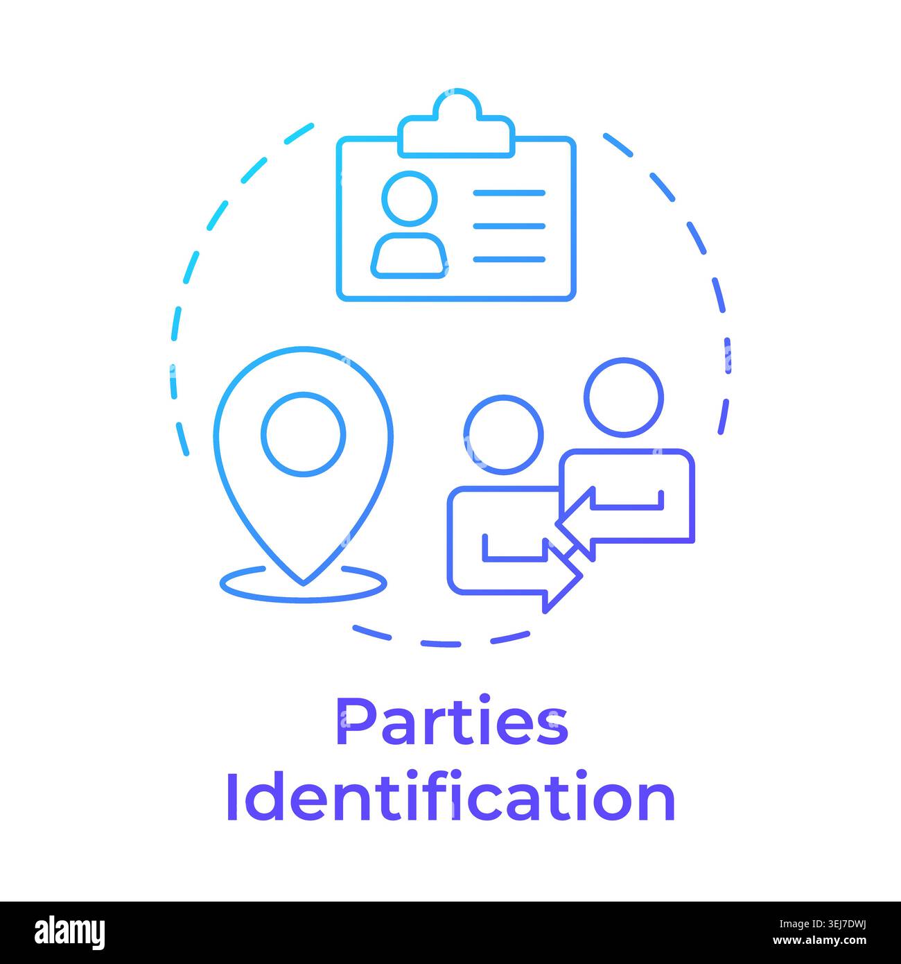Parties identification blue gradient concept icon Stock Vector