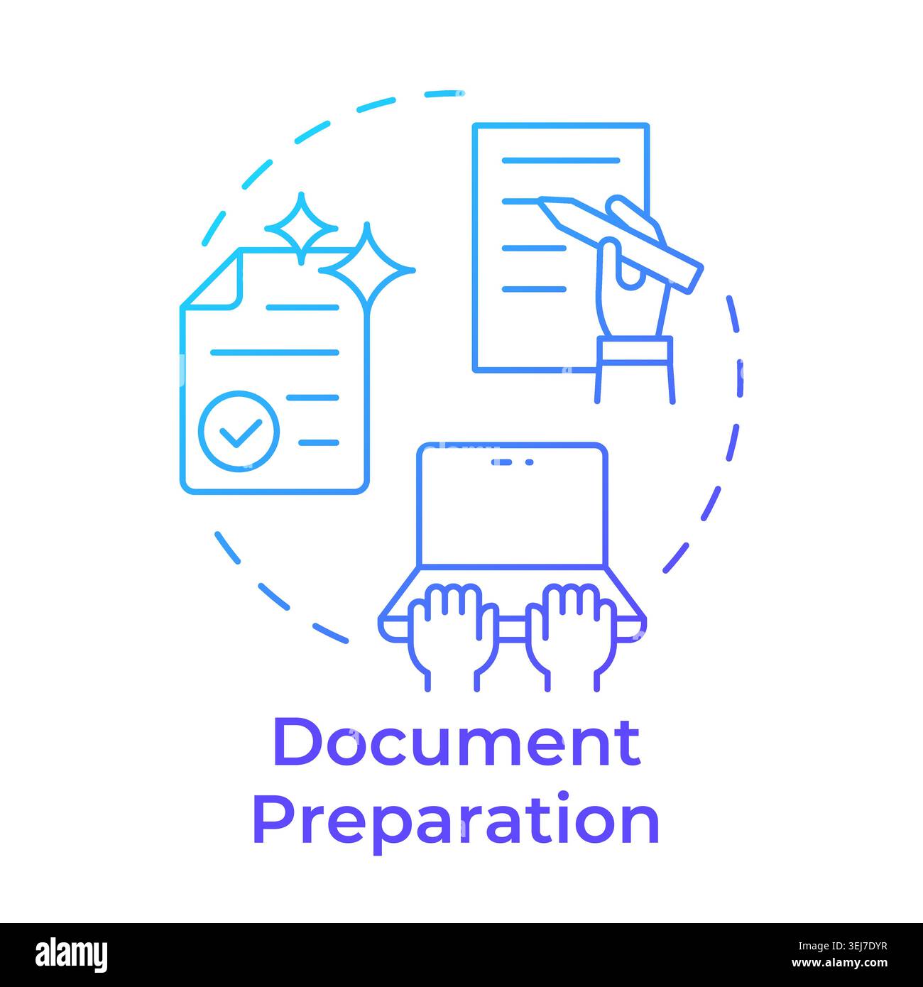 Document preparation blue gradient concept icon Stock Vector