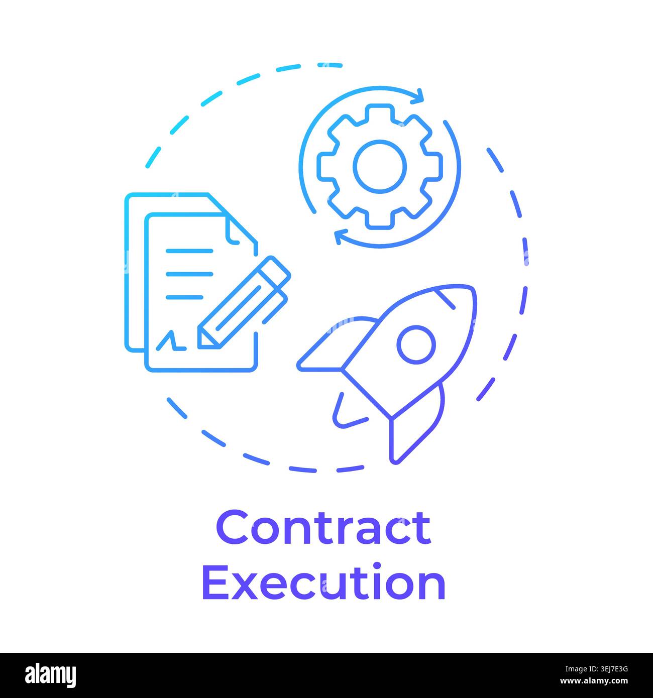 Contract execution blue gradient concept icon Stock Vector