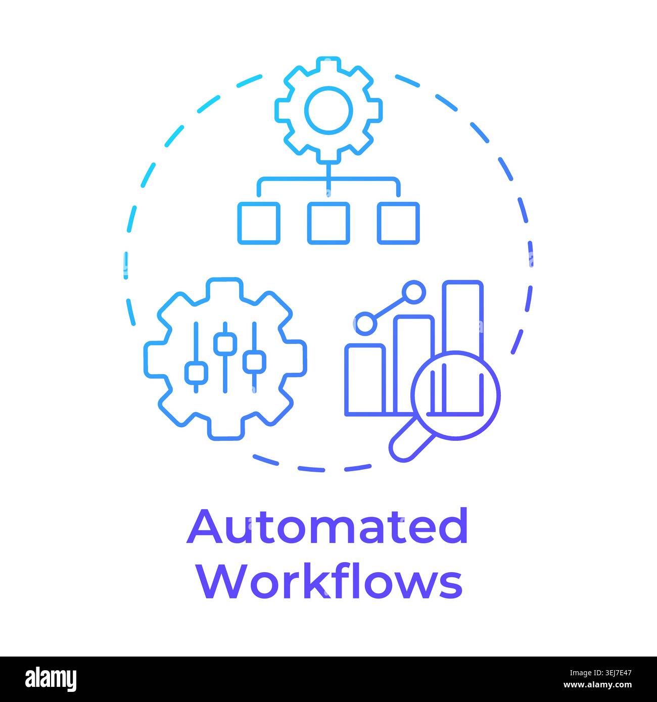 Automated workflows blue gradient concept icon Stock Vector