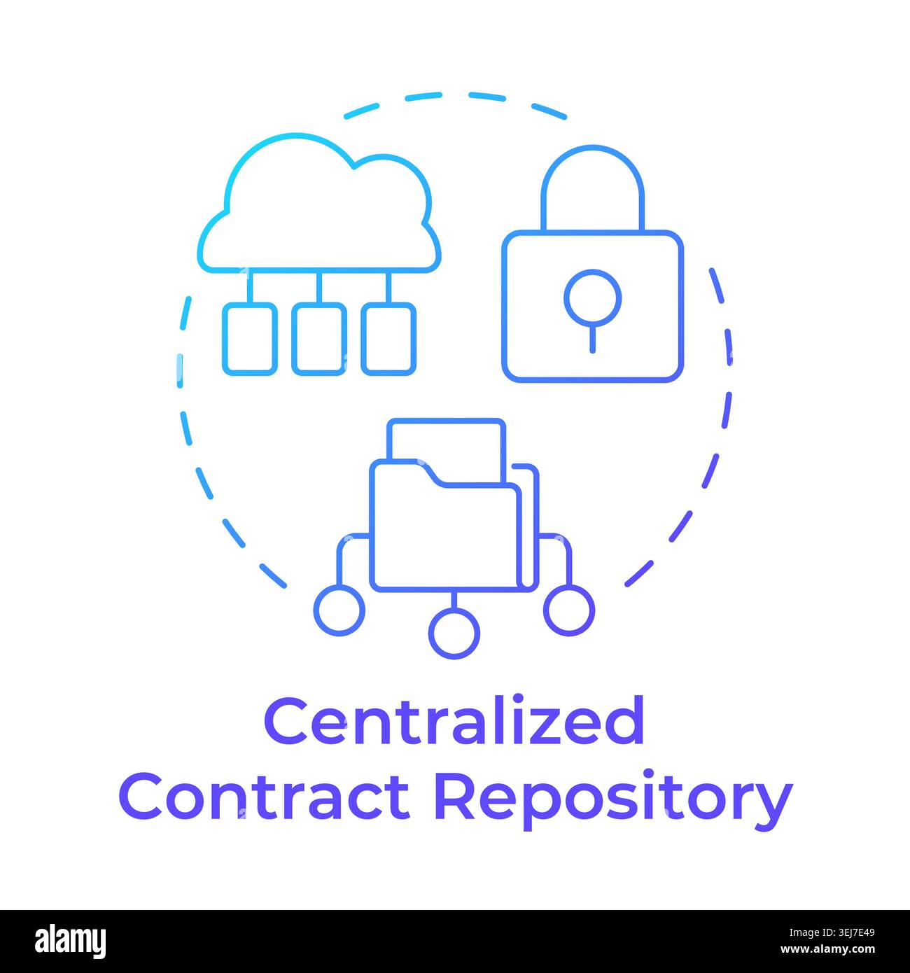 Centralized contract repository blue gradient concept icon Stock Vector