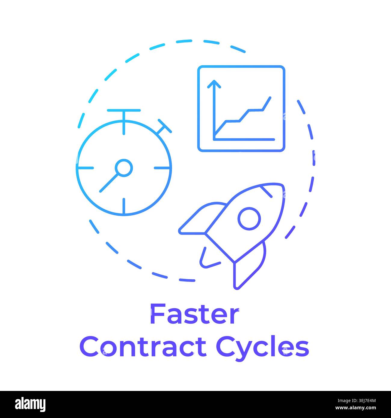 Faster contract cycles blue gradient concept icon Stock Vector