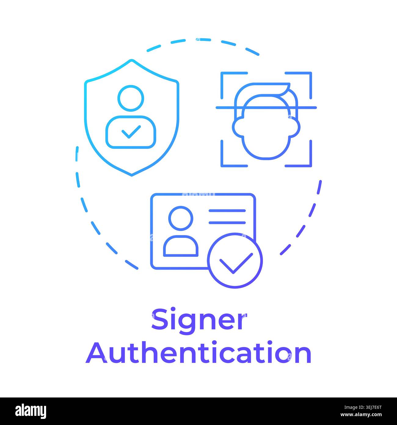 Signer authentication blue gradient concept icon Stock Vector