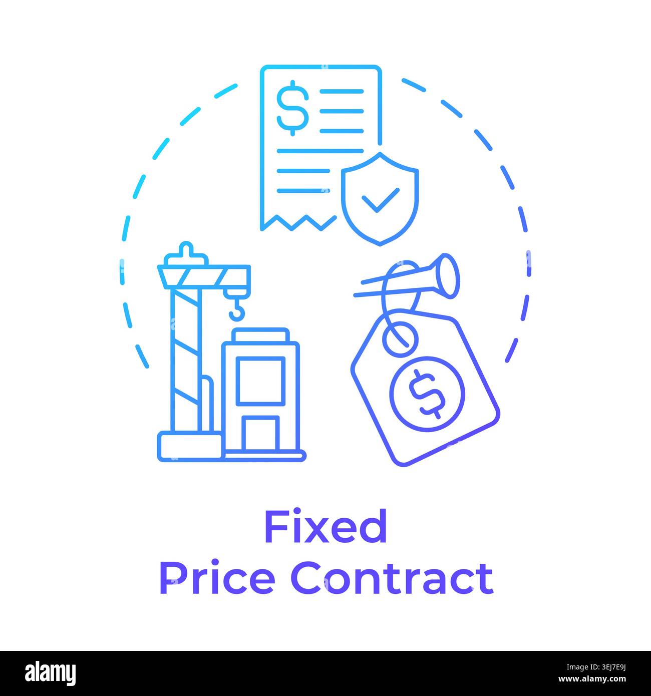 Fixed price contract blue gradient concept icon Stock Vector