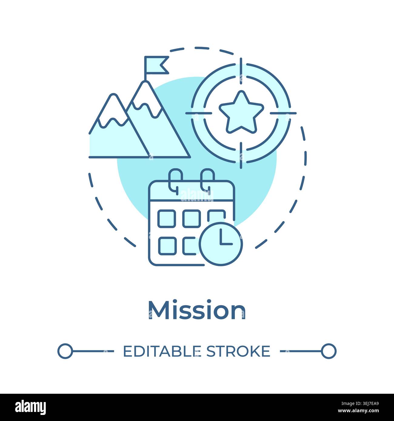 Mission soft blue concept icon Stock Vector