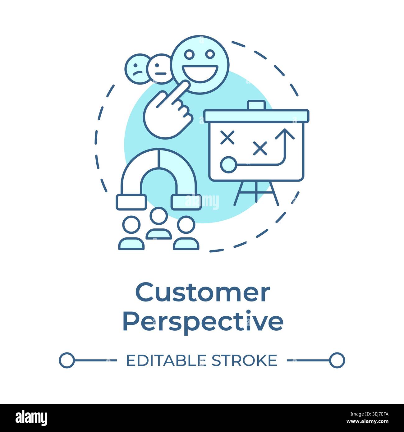 Customer perspective soft blue concept icon Stock Vector
