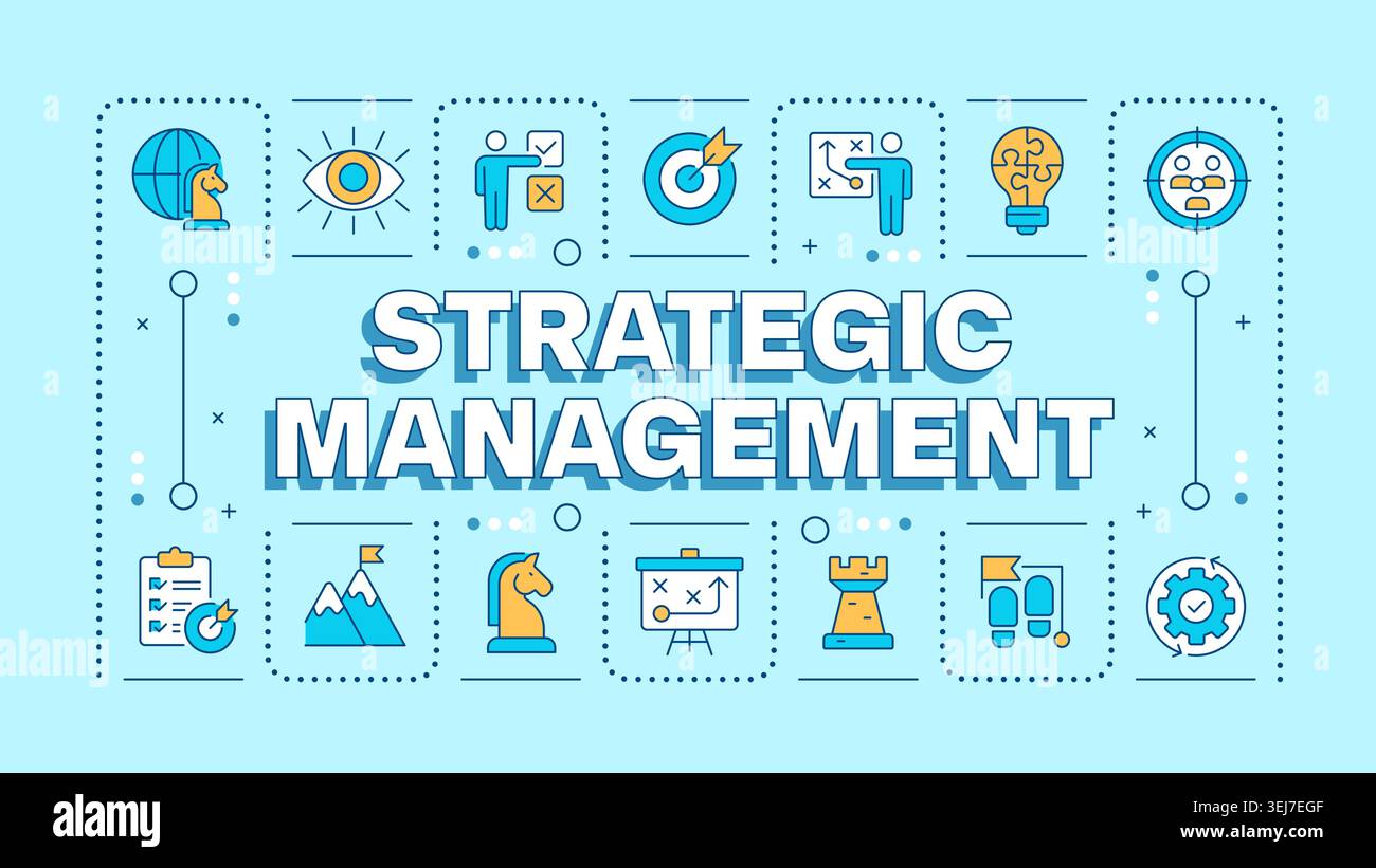 Strategic management soft blue word concept Stock Vector