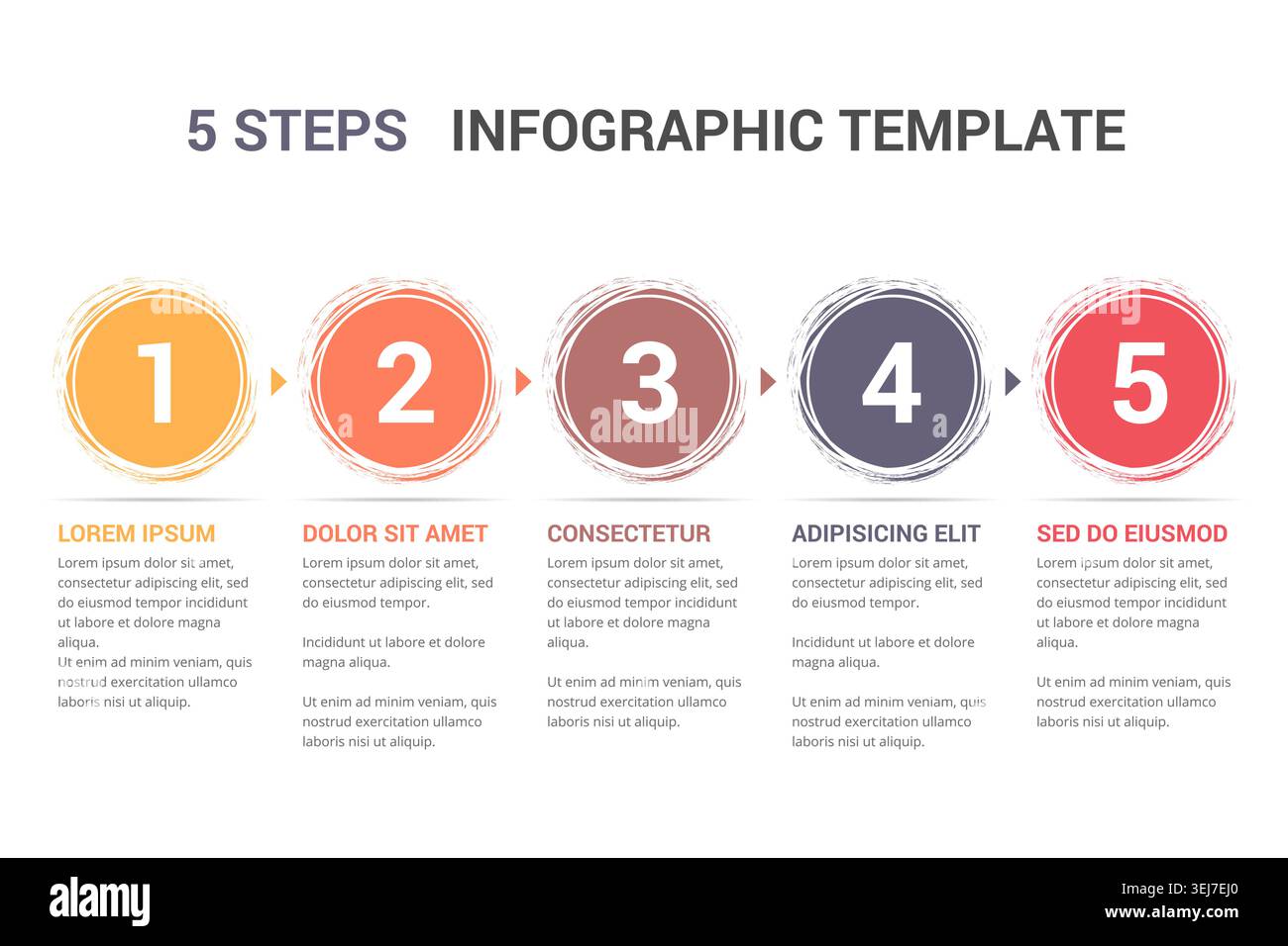 Infographic template with numbers in circles and text, five steps or options, process chart, vector eps10 illustration Stock Vector