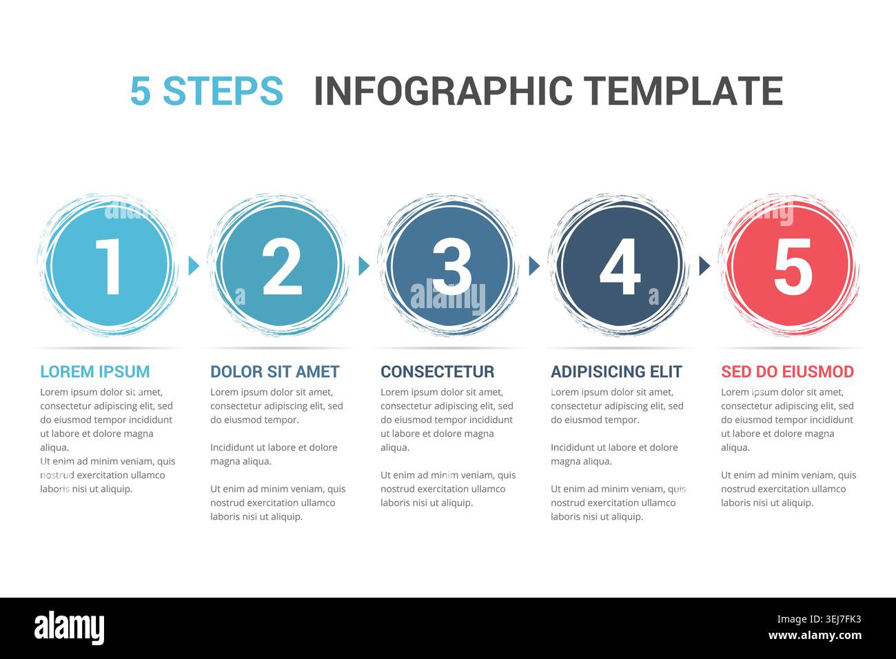 Infographic template with numbers in circles and text, five steps or options, process chart, vector eps10 illustration Stock Vector