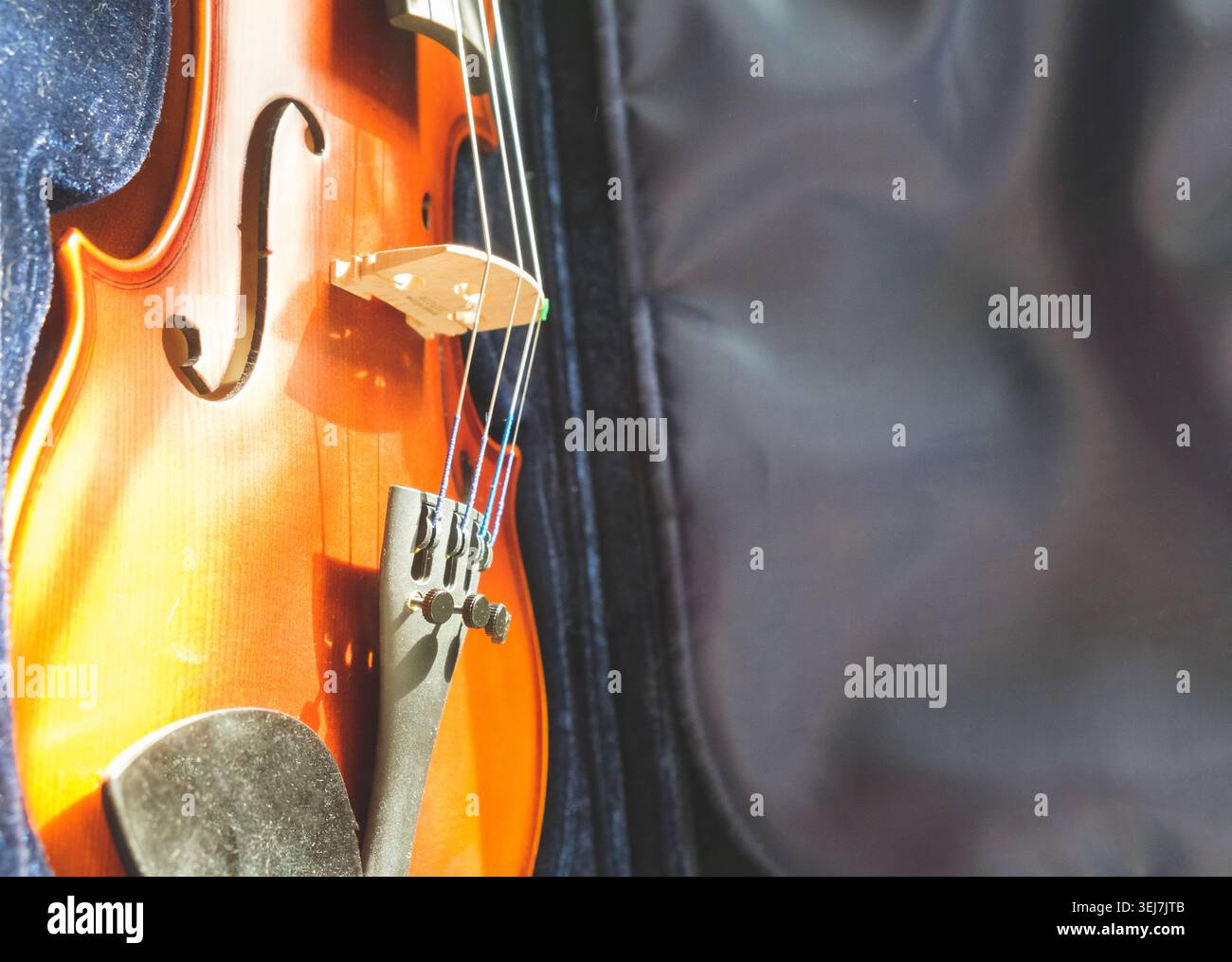 A violin in its case close-up Stock Photo
