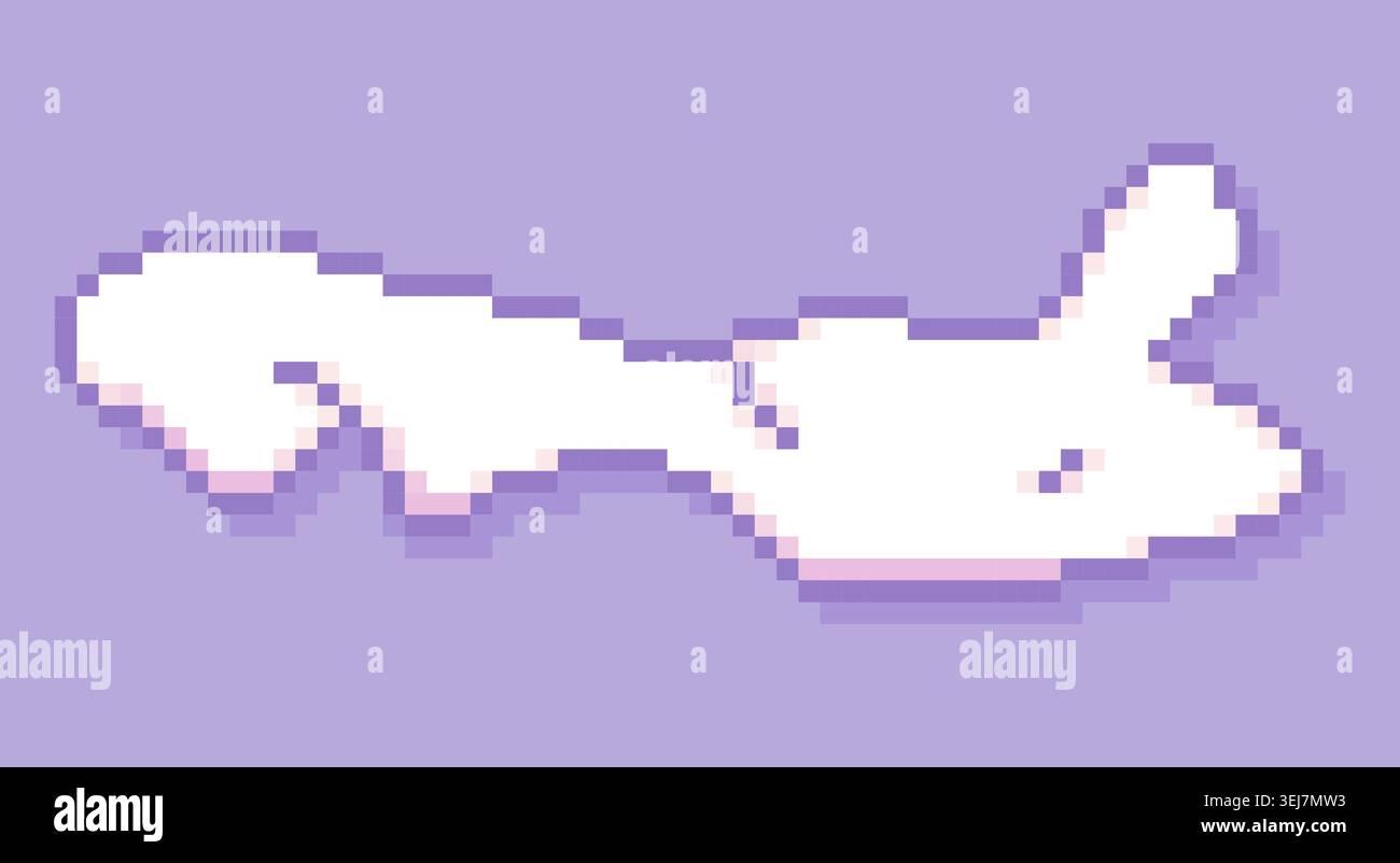 Pixel game art white cloud. Stock Vector