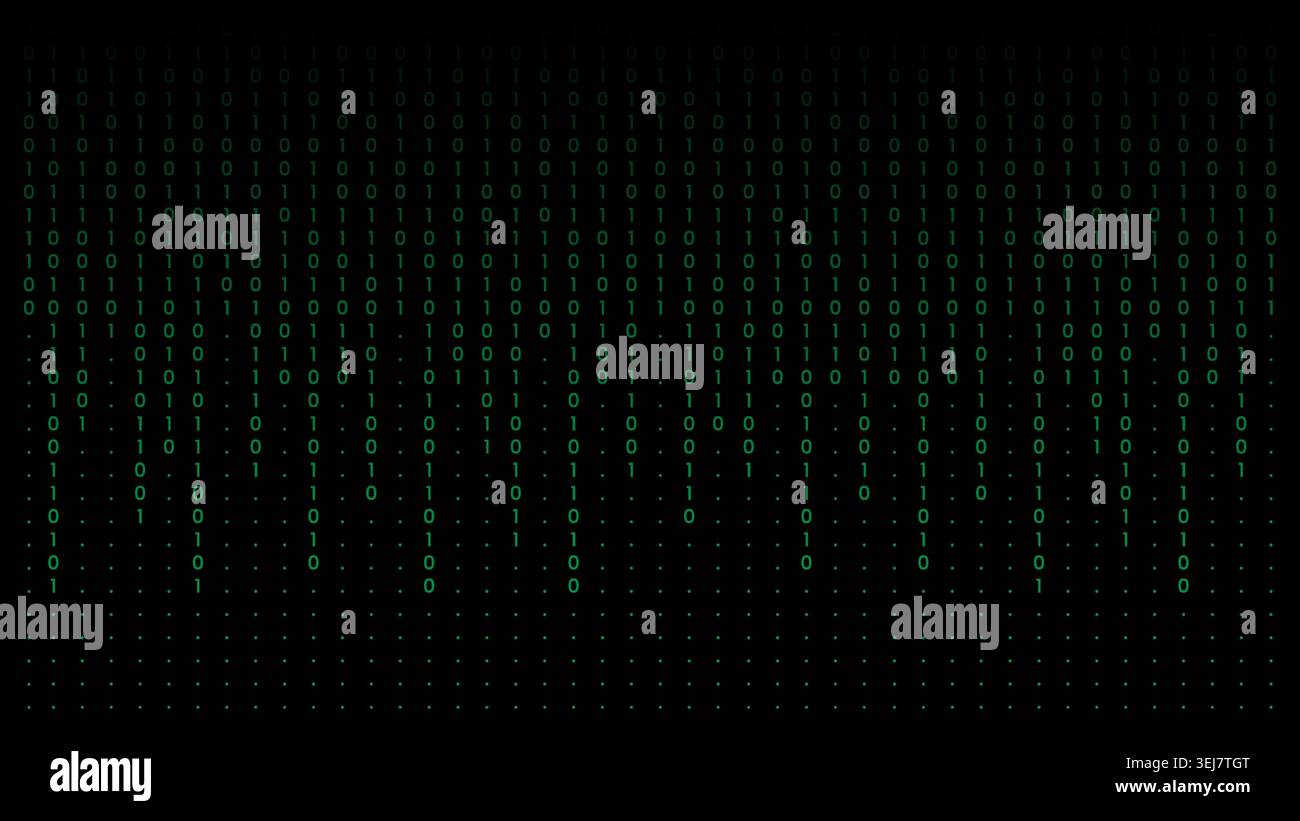 Falling Green Binary Code Rain Minimalist Digital Background Stock Vector