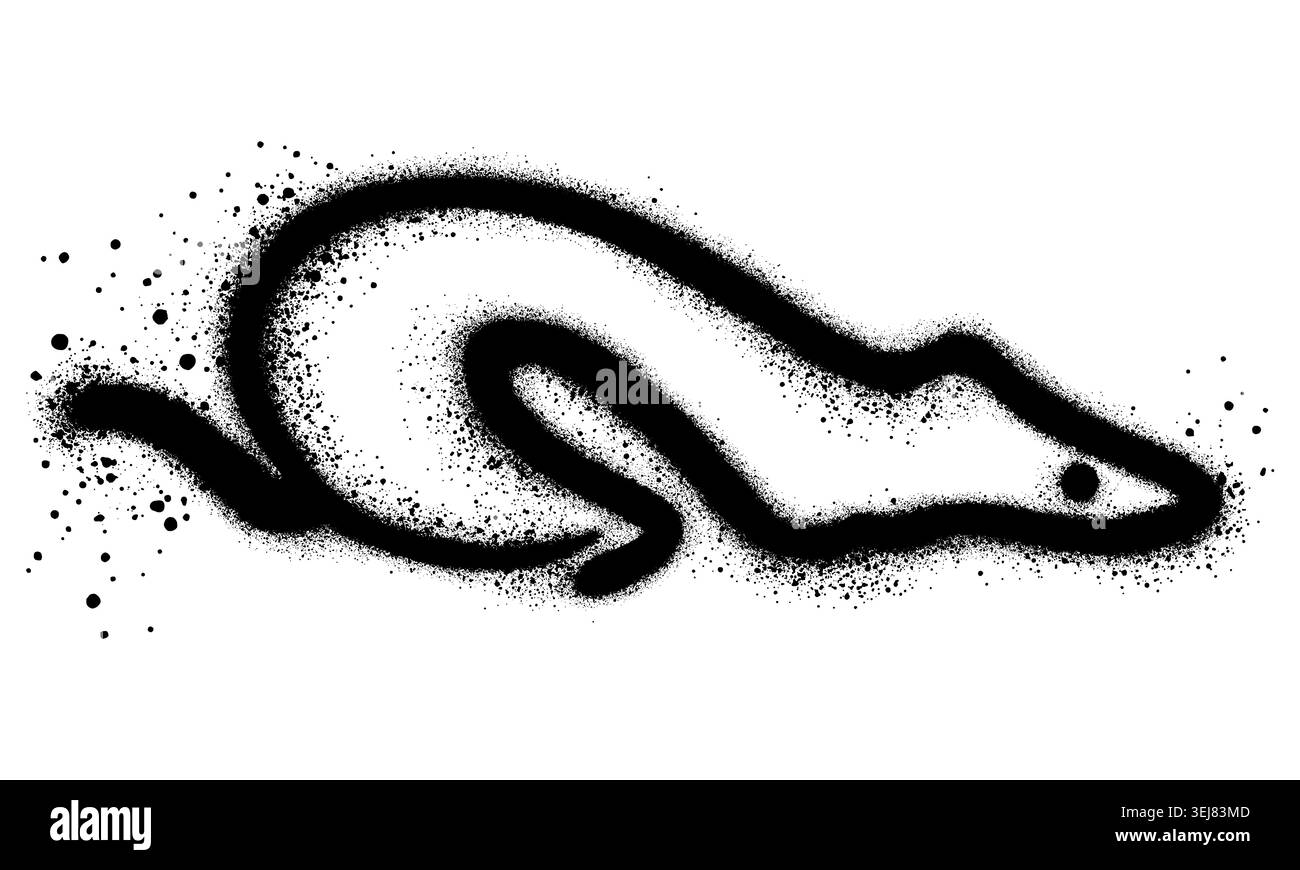 Mouse in graffiti style with black spray paint. Stock Vector