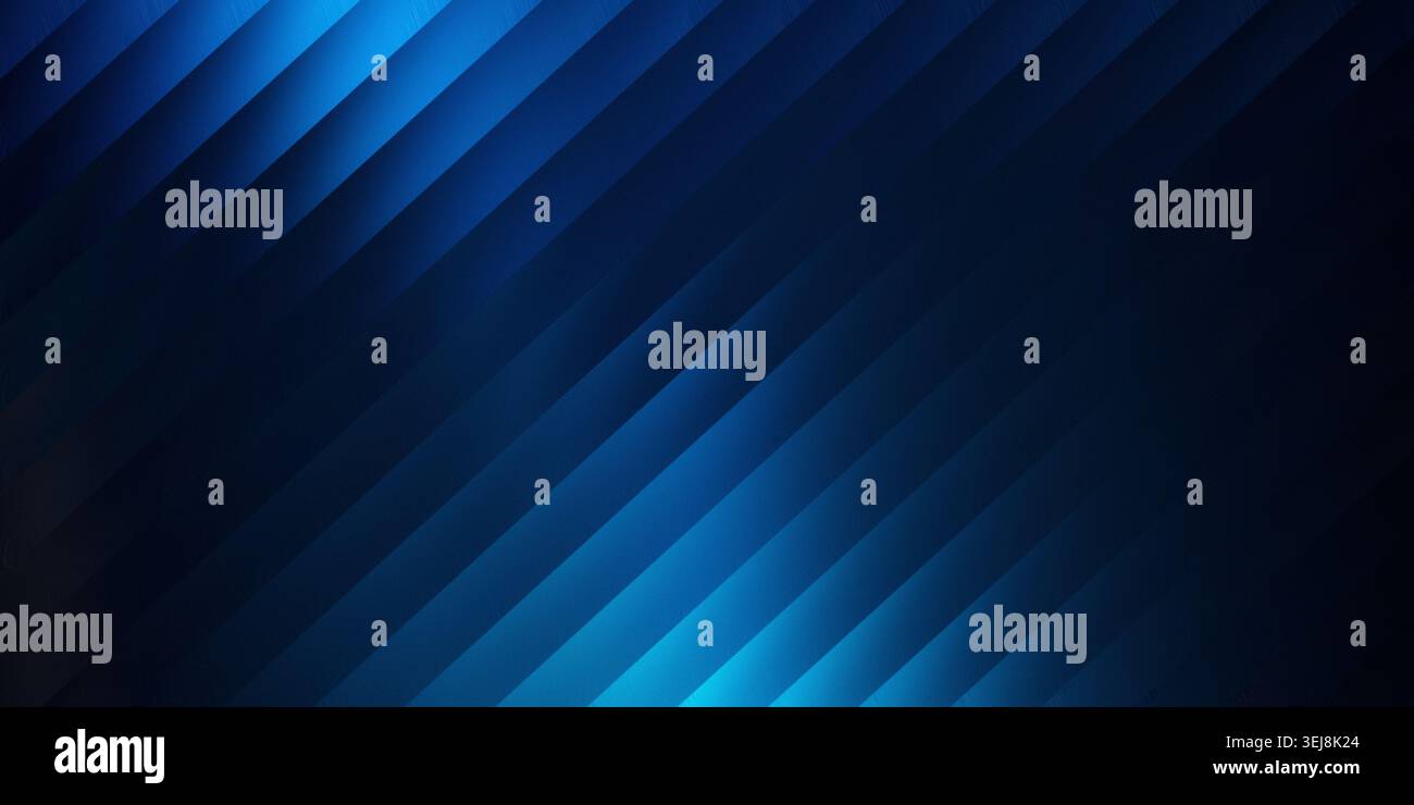 Abstract blue background featuring modern diagonal stripes creating a dynamic visual with a clean, glossy glass effect Stock Photo