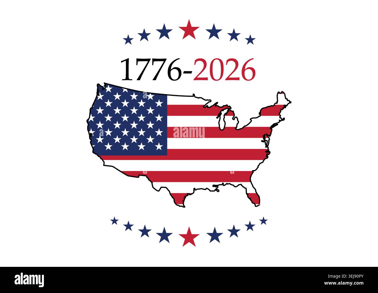 America 1776 2026 Hi Res Stock Photography And Images Alamy Vector Of The Continental United States Map Filled With An American Flag Pattern Surrounded By 17762026 And Star Decorations On A White 3EJ90PY 