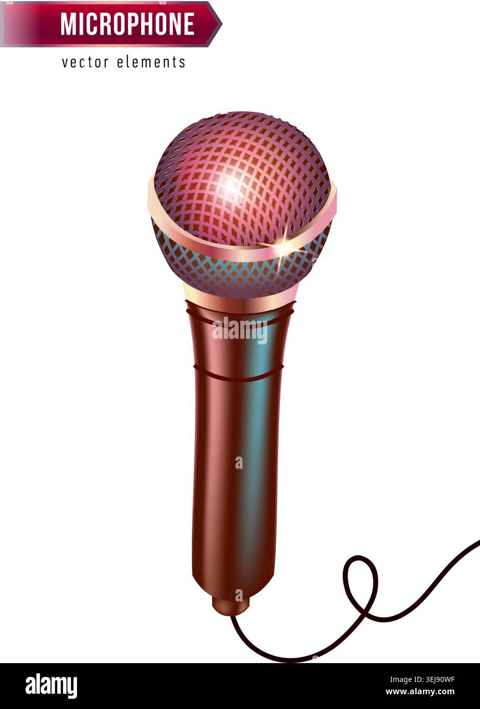 Shiny microphone isolated on white Stock Vector
