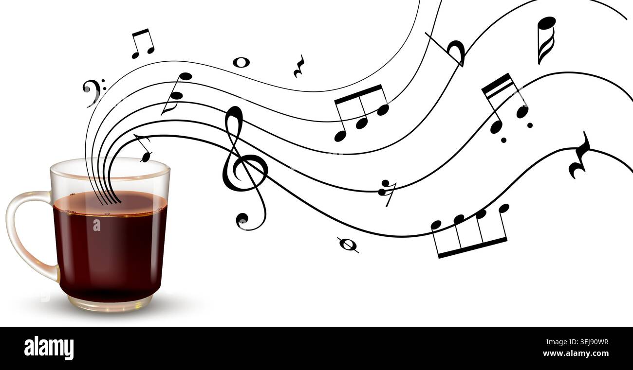 Steaming mug holds rich, dark coffee Stock Vector
