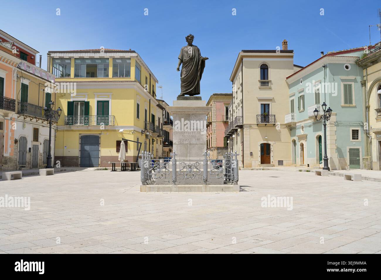 Horace statue standing in main square Venosa, Basilicata, Italy. Bronze ...