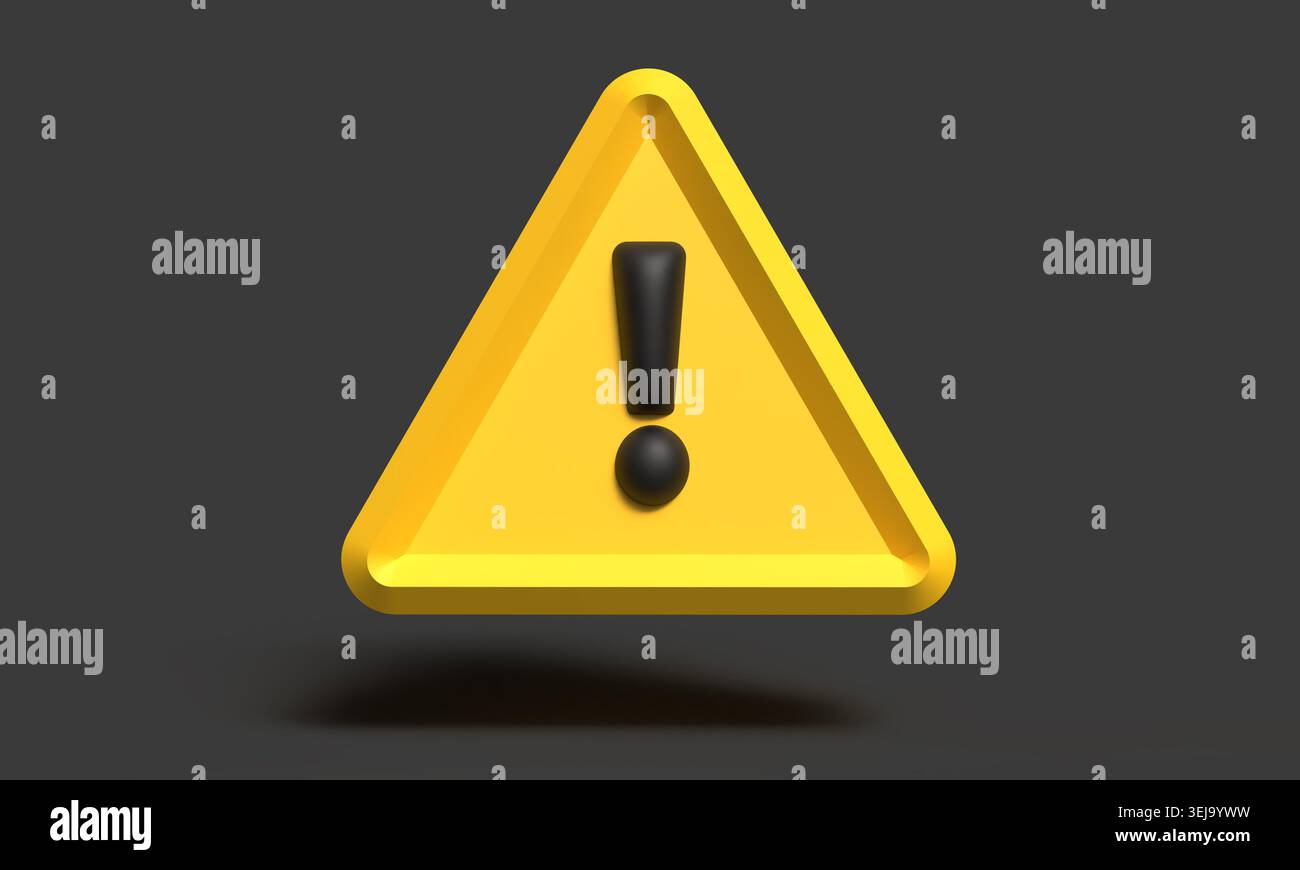 sign danger triangle object icon 3d warning hazard attention risk ...