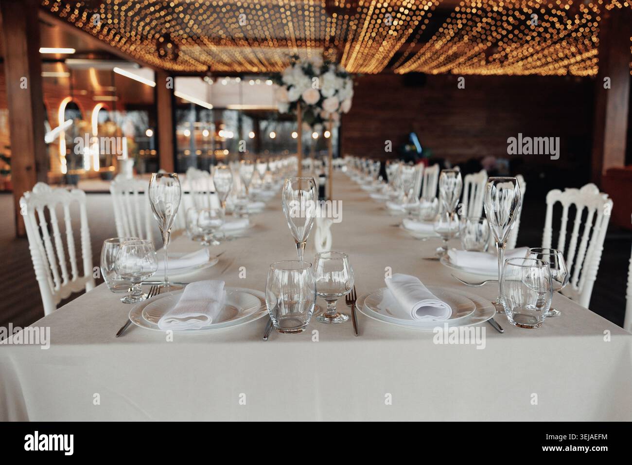 Elegant table set for a sophisticated dinner Stock Photo