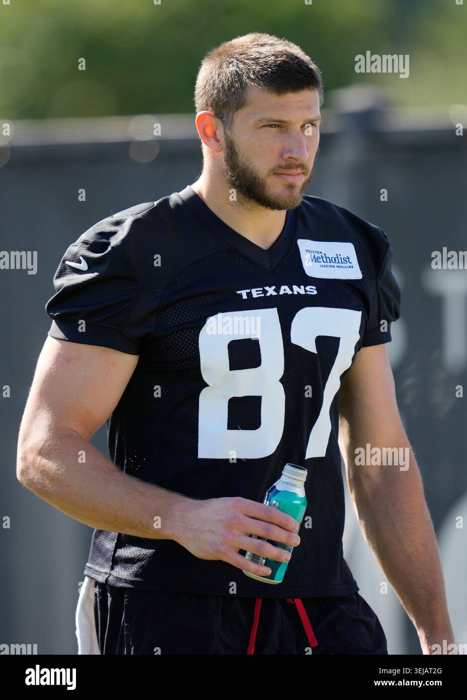 Houston texans tight end foster moreau arrives for the nfl football teams practice thursday may in houston photoashley landis