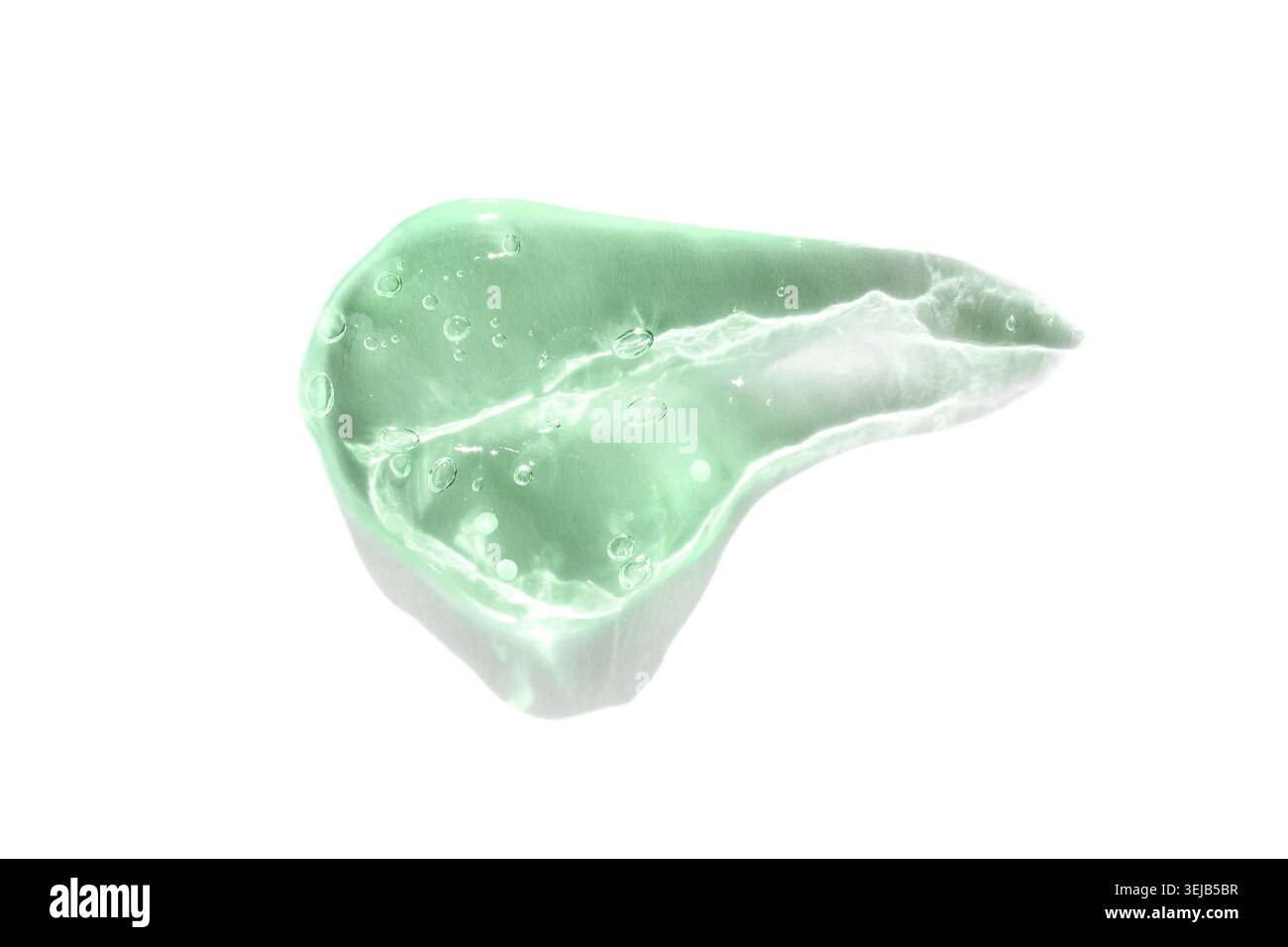 Green crystal soap with bubbles on white background Stock Photo
