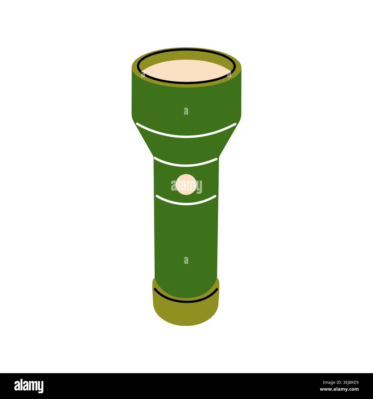 Green pocket flashlight vector illustration isolated on white background Stock Vector