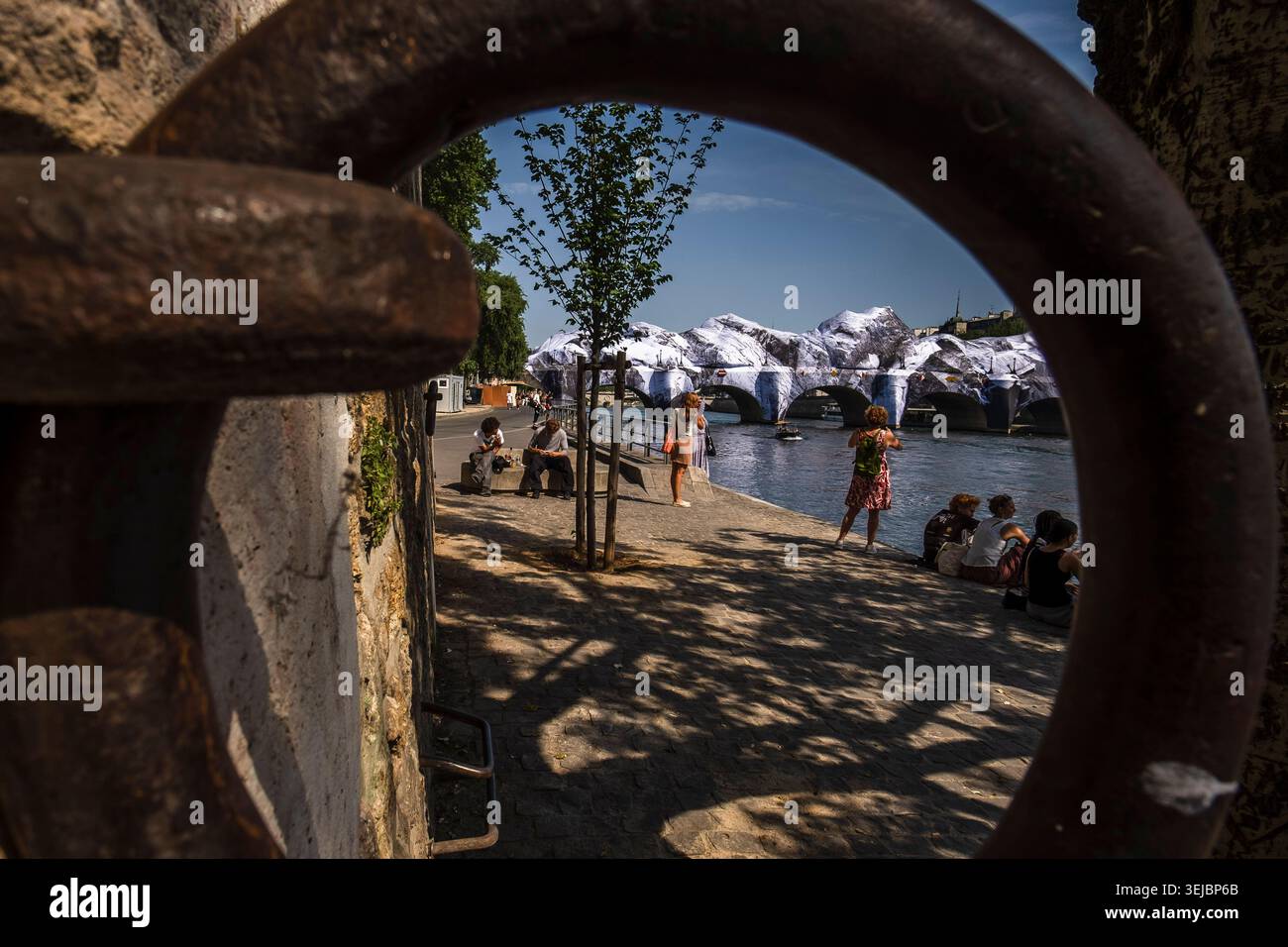 Jr Inflatable Cave Paris 28th May. French artist JR has transformed the Pont Neuf in Paris ...