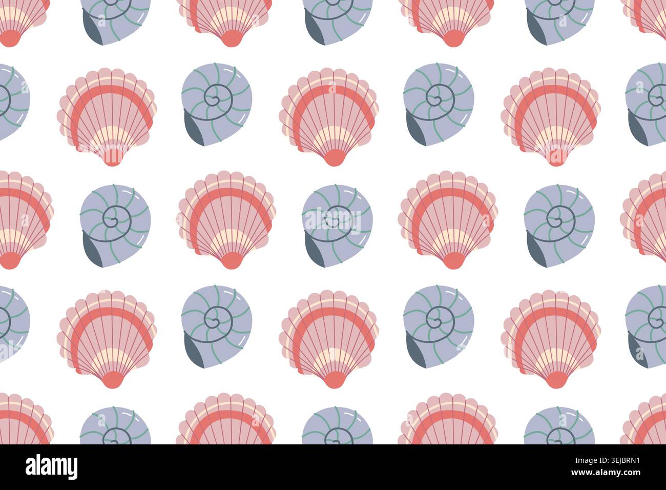 Cute Seashells Seamless Pattern Vector Background Stock Vector