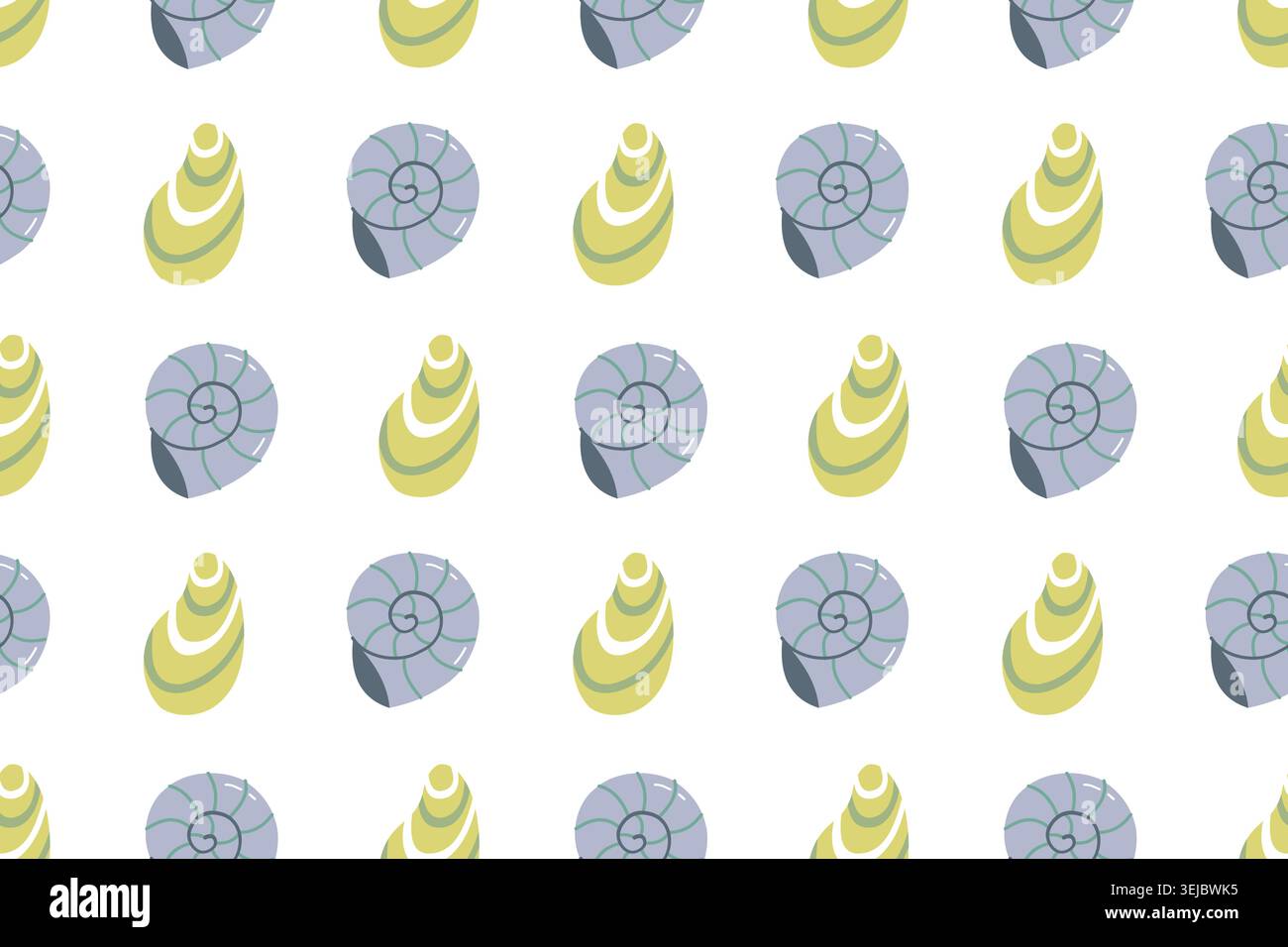 Cute Seashells Seamless Pattern Vector Background Stock Vector
