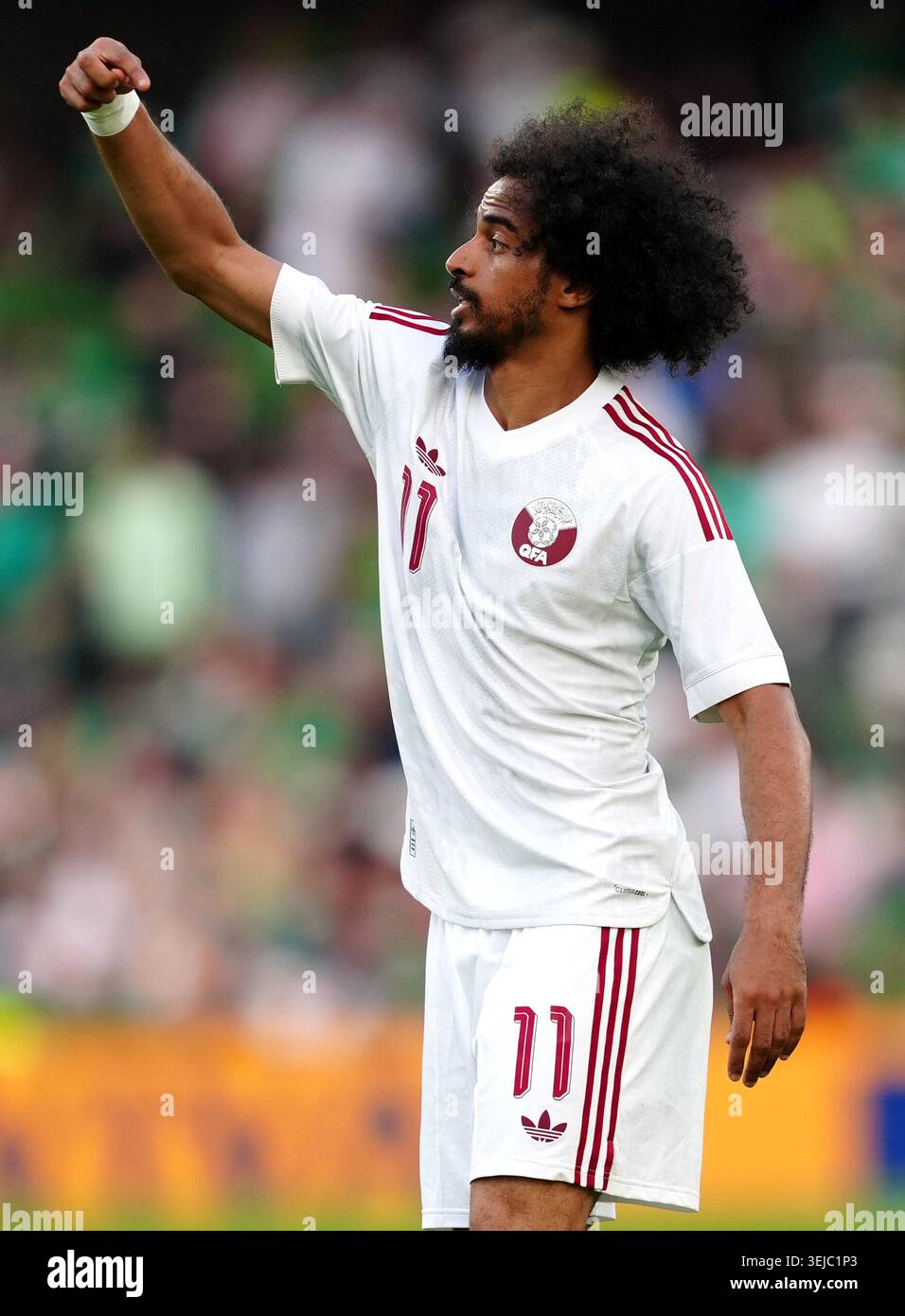 Qatar's Akram Afif during an international friendly match at the Aviva ...