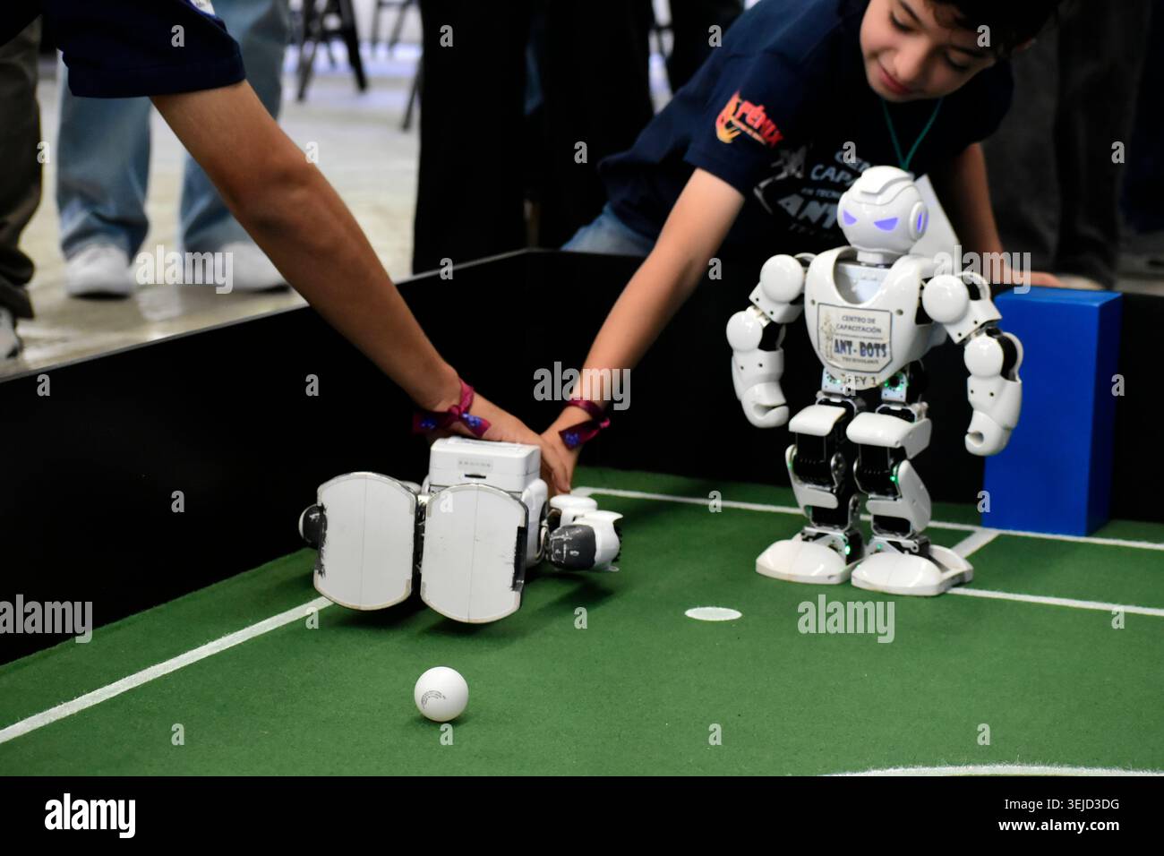 Mexico City, Mexico. 28th May, 2026. Students operate their robots ...
