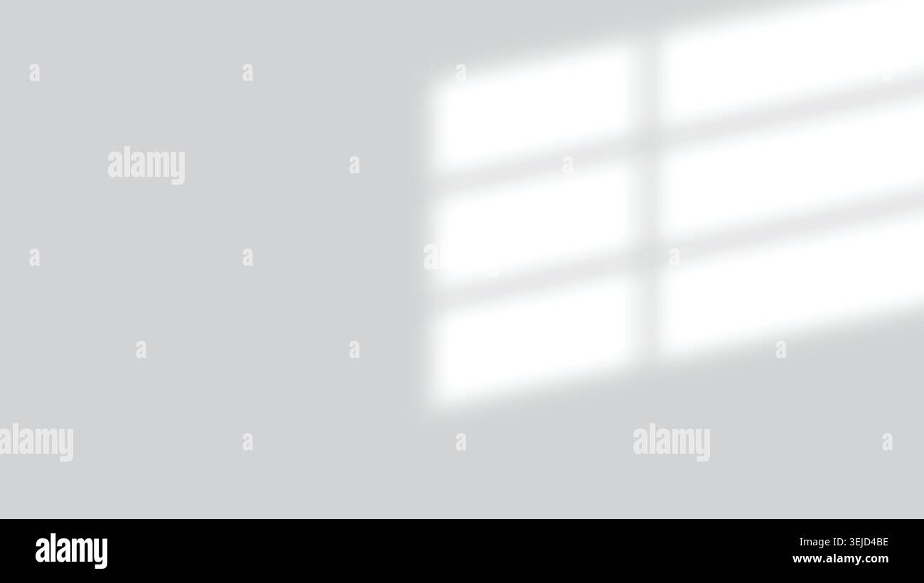 Minimalist background featuring diagonal soft window light and shadow overlay on a clean gray wall Stock Vector
