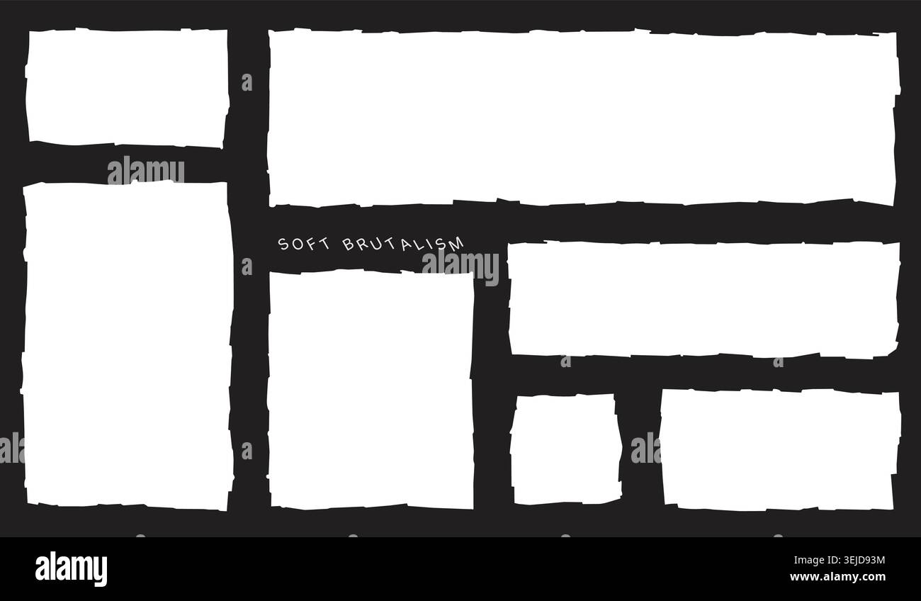 Abstract Brutalist Paper Frame Layout Template Set Stock Vector
