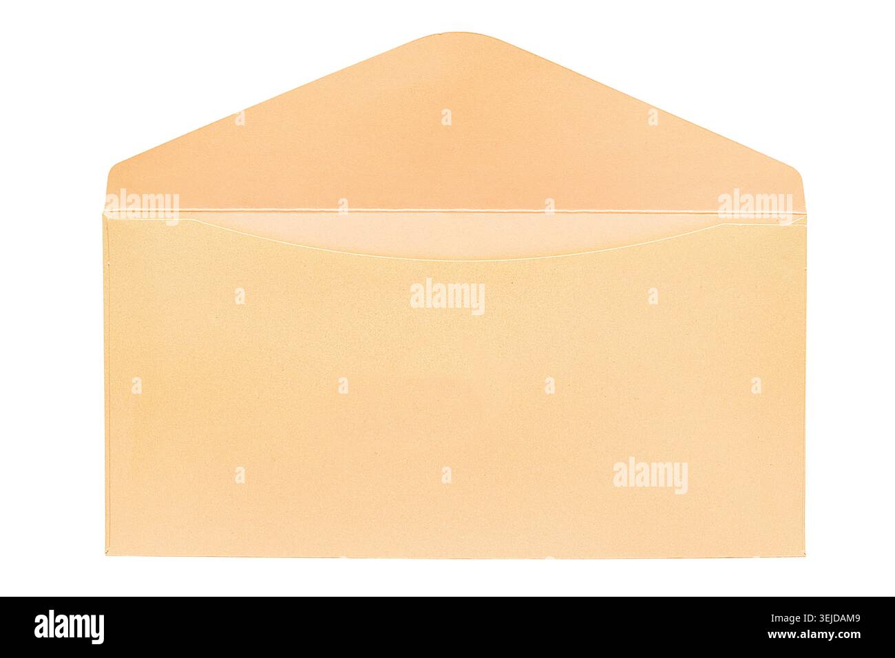 Blank paper empty opened envelope isolated on white background Stock Photo