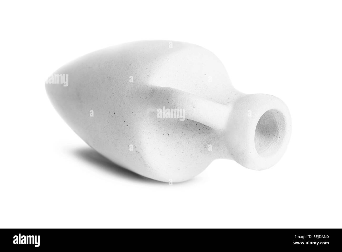 White plaster blank empty amphora vase lying on white background Stock Photo