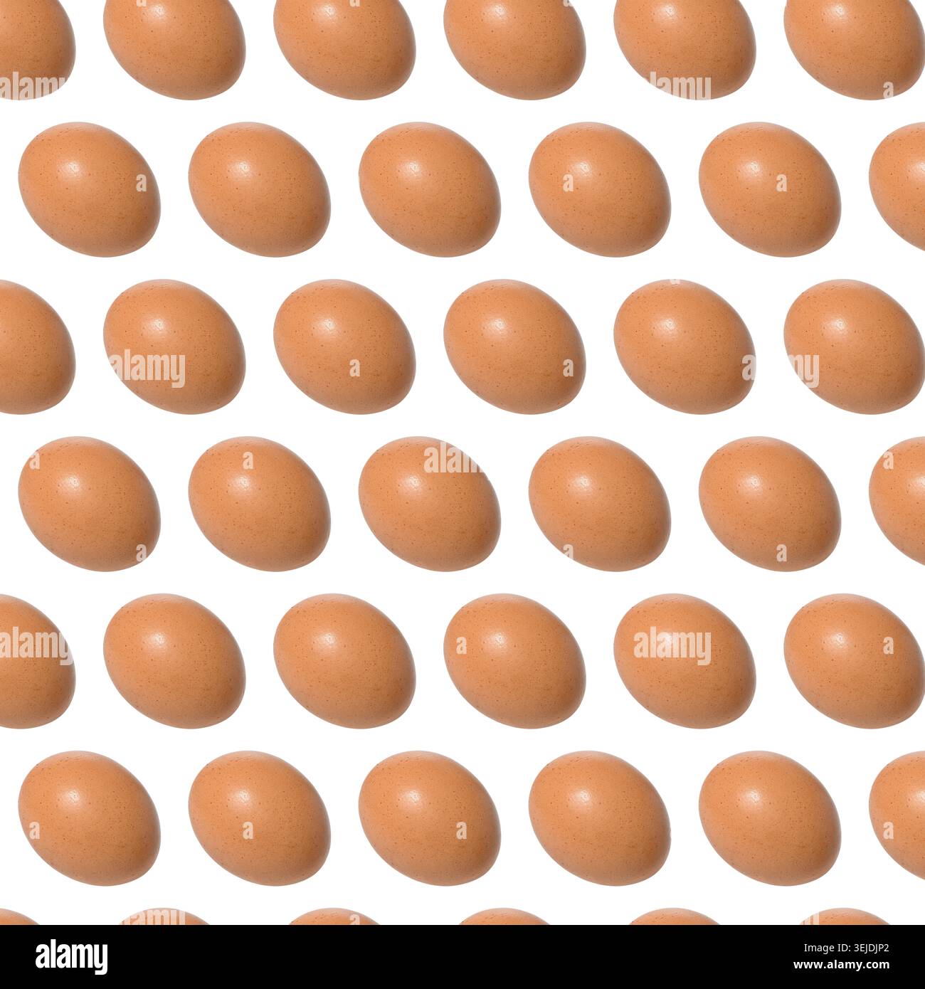 Repeating pattern of raw brown chicken eggs on isolated background Stock Photo