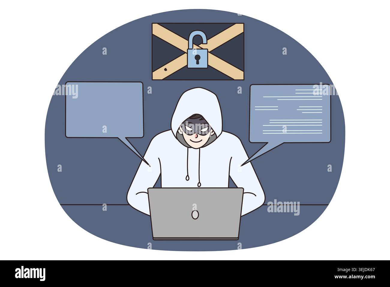 Male hacker steal personal data from computer Stock Photo