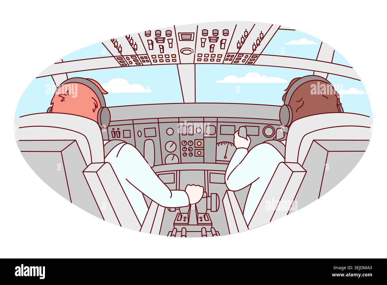Pilots in airplane cabin Stock Photo