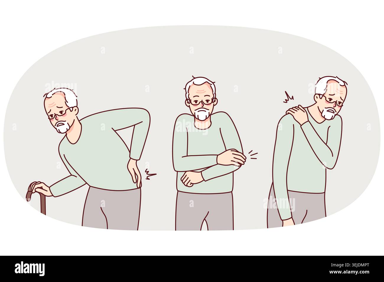 Unwell old grandfather suffer from health problems Stock Photo