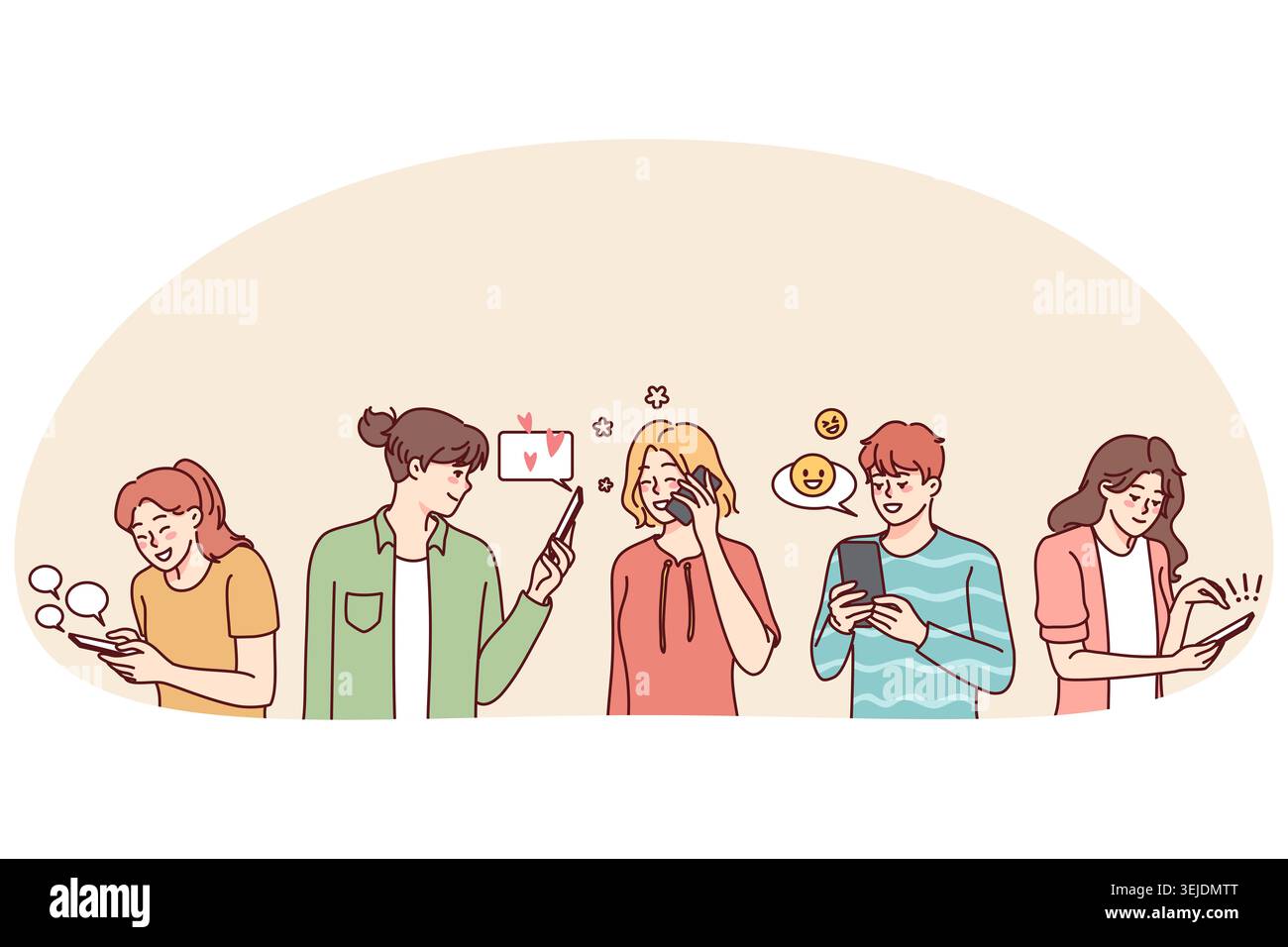 People using smartphones texting online Stock Photo