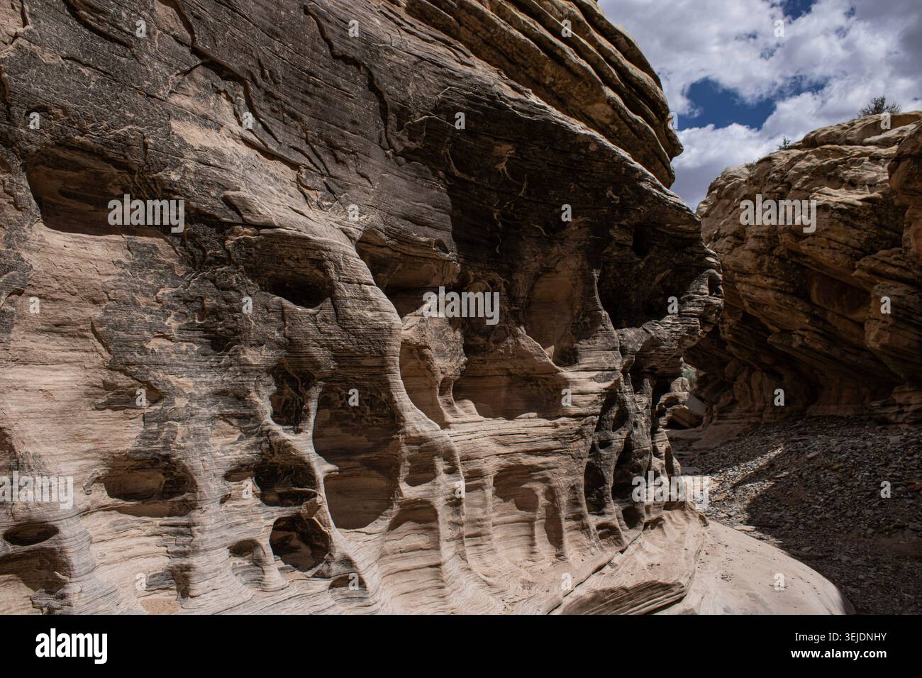 Eroded Sandstone Canyon Wall With Natural Patterns Stock Photo