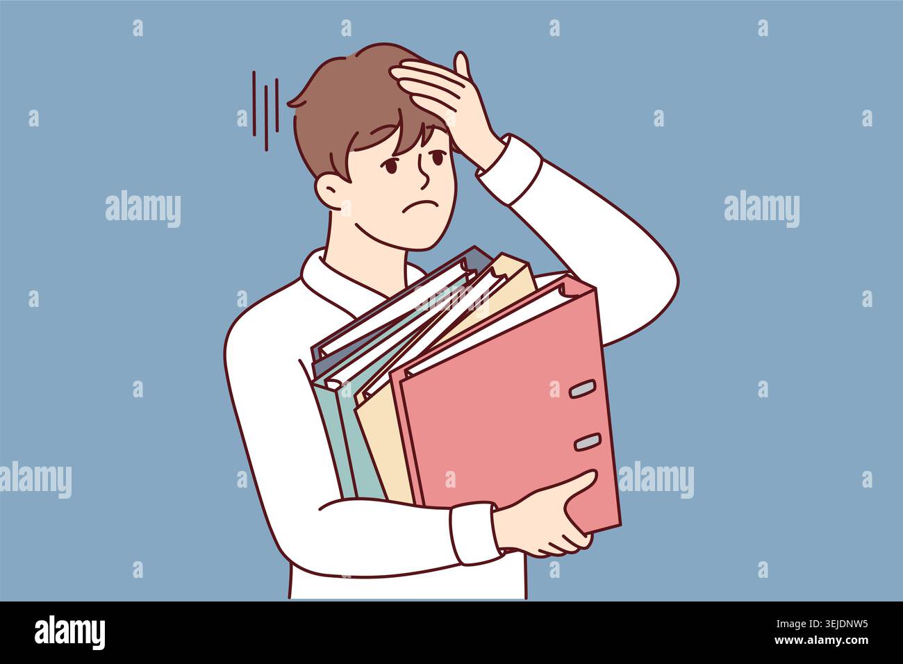 Stressed businessman with folder feel overworked Stock Photo