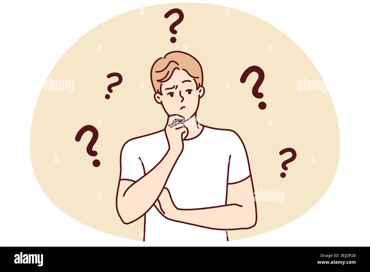 Confused man thinking of problem solution Stock Photo