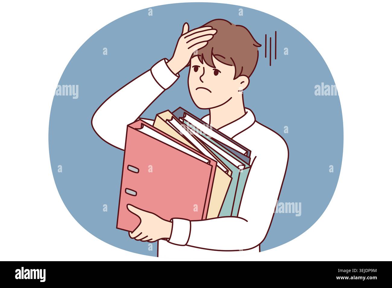 Stressed businessman with folder feel overworked Stock Photo
