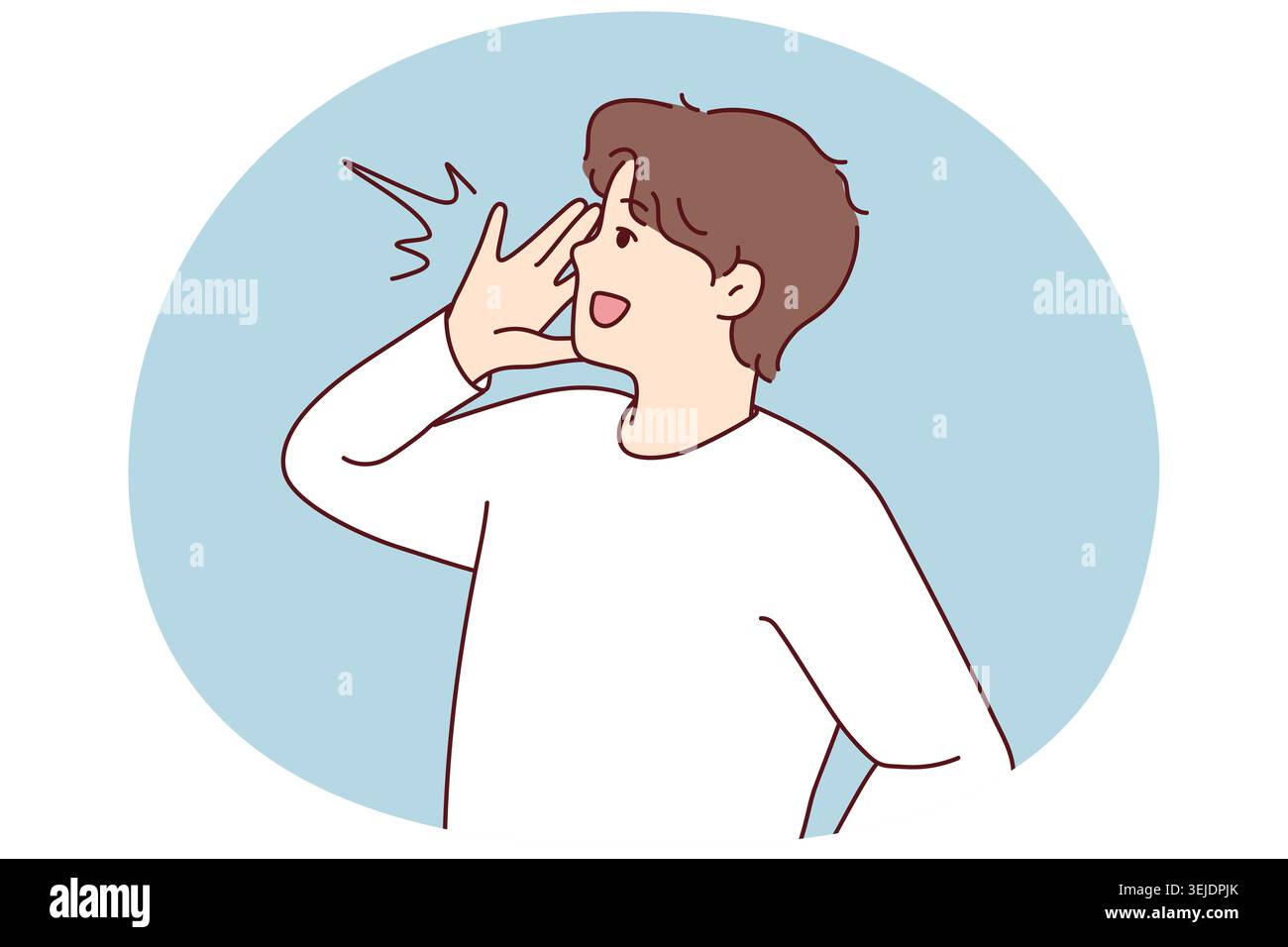 Smiling man scream making announcement Stock Photo