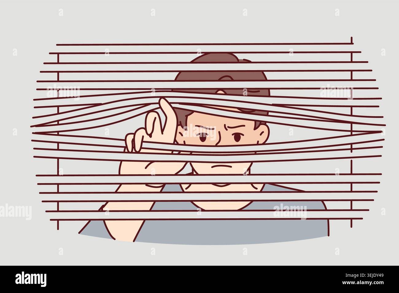 Man peeks through closed blinds to follow neighbor or find out secret ...
