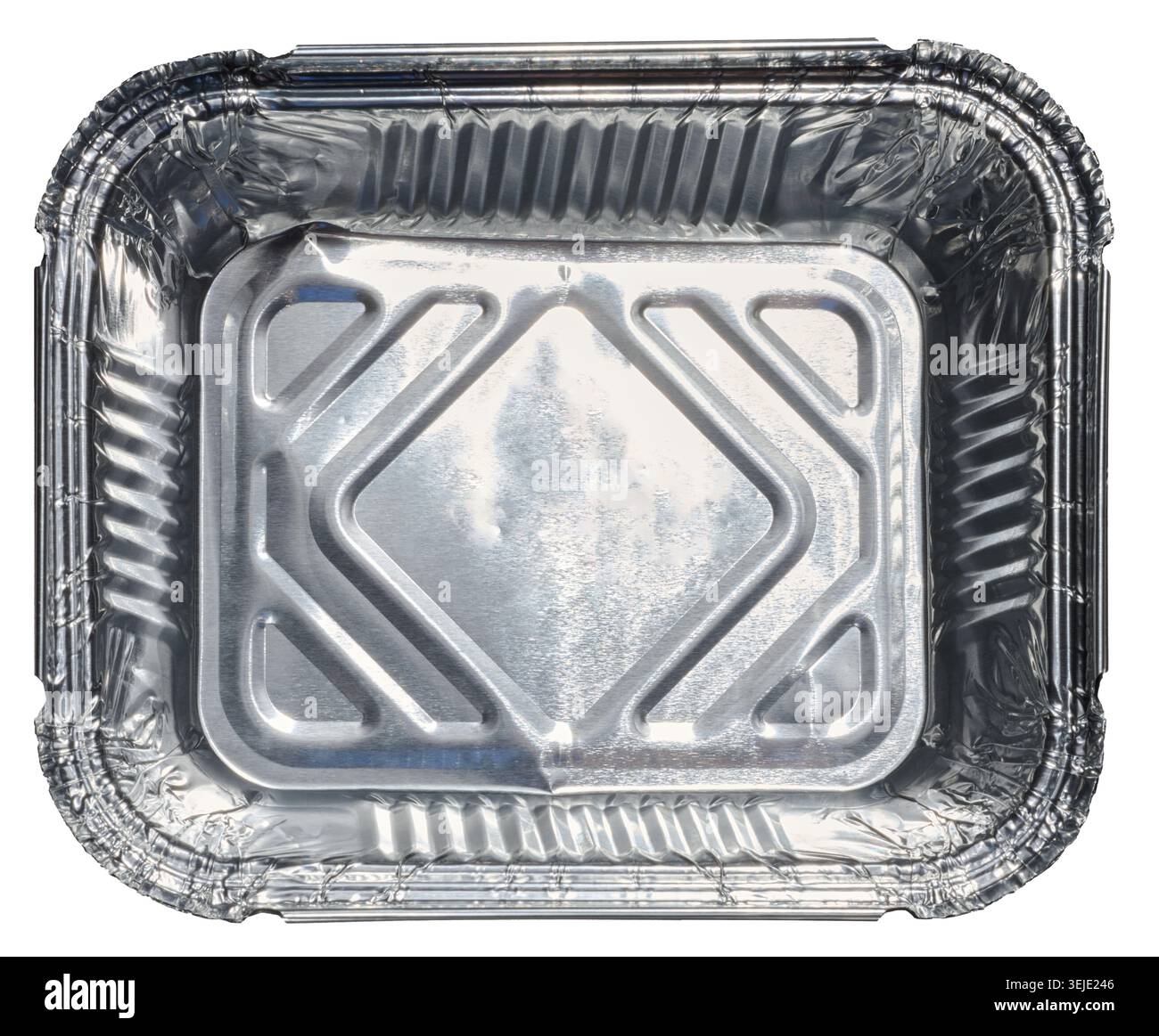 Empty foil baking dish on isolated background Stock Photo