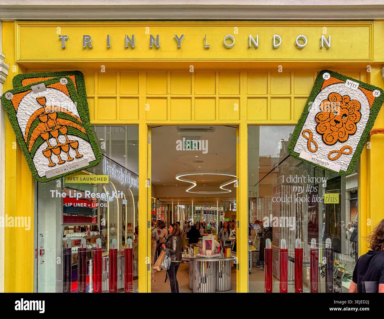 Exterior of Trinny London, the flagship store of the skincare and makeup brand created by Trinny Woodhall,during Chelsea in Bloom, King's Road London Stock Photo