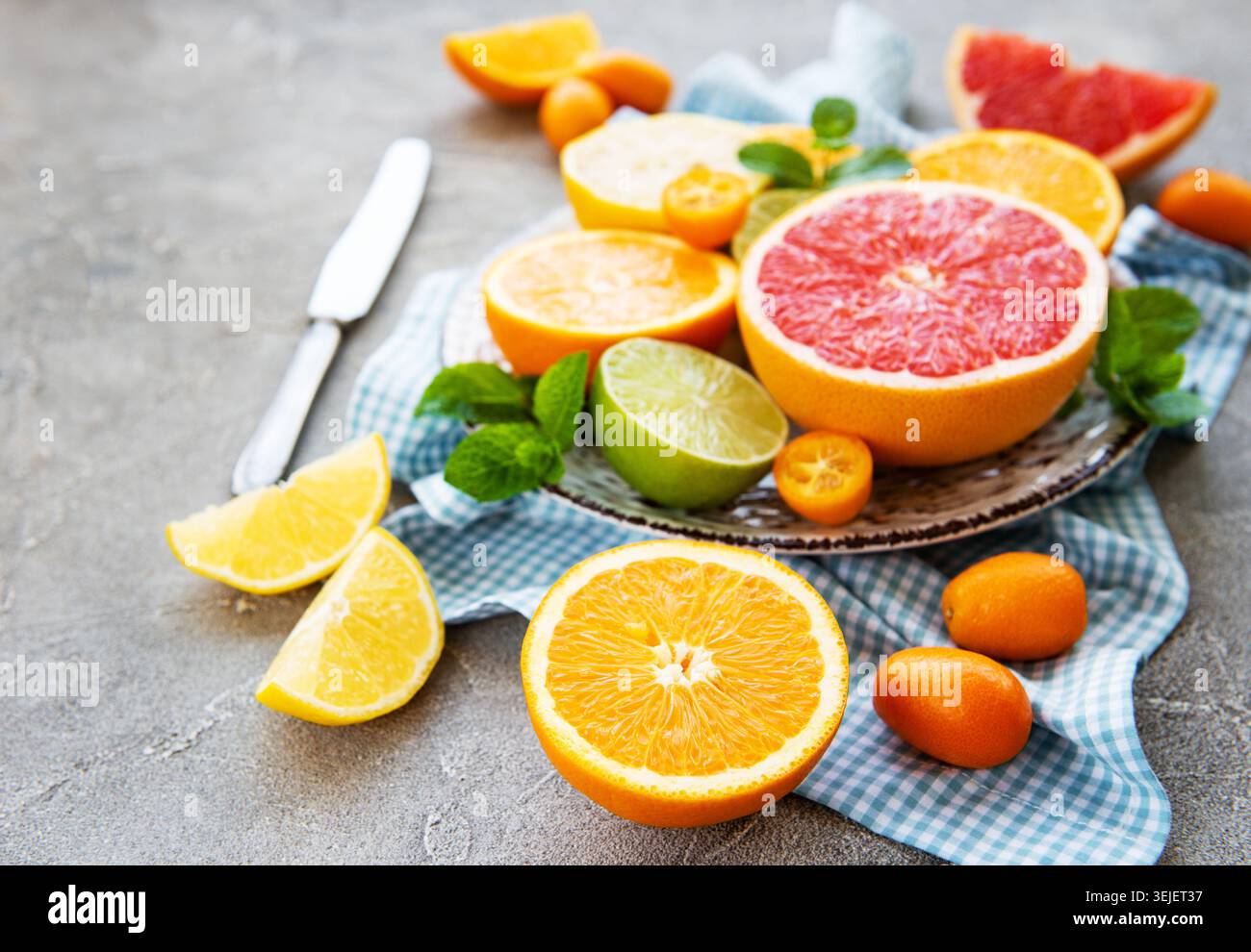 Fresh citrus fruits Stock Photo